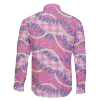 Pink Hawaii Palaka Honohono Pikake Family Matching Short Sleeve Bodycon Dress and Hawaiian Shirt Hawaiian Orchid Lei Polynesian Pattern LT14 - Polynesian Pride