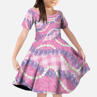 Pink Hawaii Palaka Honohono Pikake Family Matching Summer Maxi Dress and Hawaiian Shirt Hawaiian Orchid Lei Polynesian Pattern LT14 Daughter's Dress Pink - Polynesian Pride
