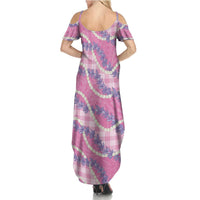 Pink Hawaii Palaka Honohono Pikake Family Matching Summer Maxi Dress and Hawaiian Shirt Hawaiian Orchid Lei Polynesian Pattern LT14 - Polynesian Pride