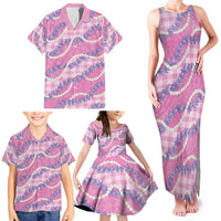 Pink Hawaii Palaka Honohono Pikake Family Matching Tank Maxi Dress and Hawaiian Shirt Hawaiian Orchid Lei Polynesian Pattern - Polynesian Pride