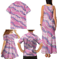 Pink Hawaii Palaka Honohono Pikake Family Matching Tank Maxi Dress and Hawaiian Shirt Hawaiian Orchid Lei Polynesian Pattern LT14 - Polynesian Pride