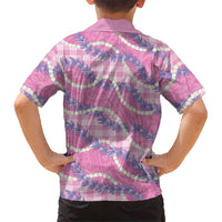 Pink Hawaii Palaka Honohono Pikake Kid Hawaiian Shirt Hawaiian Orchid Lei Polynesian Pattern - Polynesian Pride