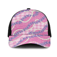 Pink Hawaii Palaka Honohono Pikake Mesh Trucker Cap Hawaiian Orchid Lei Polynesian Pattern - Polynesian Pride