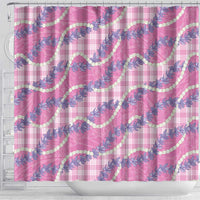 Pink Hawaii Palaka Honohono Pikake Shower Curtain Hawaiian Orchid Lei Polynesian Pattern - Polynesian Pride