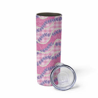 Pink Hawaii Palaka Honohono Pikake Skinny Tumbler Hawaiian Orchid Lei Polynesian Pattern - Polynesian Pride