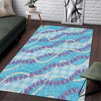 Blue Hawaii Palaka Honohono Pikake Area Rug Hawaiian Orchid Lei Polynesian Pattern - Polynesian Pride