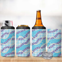 Blue Hawaii Palaka Honohono Pikake 4 in 1 Can Cooler Tumbler Hawaiian Orchid Lei Polynesian Pattern - Polynesian Pride
