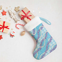 Blue Hawaii Palaka Honohono Pikake Christmas Stocking Hawaiian Orchid Lei Polynesian Pattern - Polynesian Pride