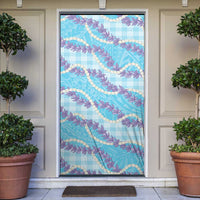 Blue Hawaii Palaka Honohono Pikake Door Cover Hawaiian Orchid Lei Polynesian Pattern - Polynesian Pride