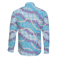 Blue Hawaii Palaka Honohono Pikake Family Matching Long Sleeve Bodycon Dress and Hawaiian Shirt Hawaiian Orchid Lei Polynesian Pattern LT14 - Polynesian Pride