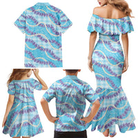 Blue Hawaii Palaka Honohono Pikake Family Matching Mermaid Dress and Hawaiian Shirt Hawaiian Orchid Lei Polynesian Pattern LT14 - Polynesian Pride
