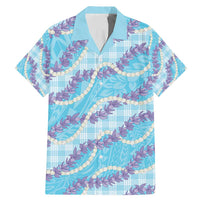 Blue Hawaii Palaka Honohono Pikake Family Matching Mermaid Dress and Hawaiian Shirt Hawaiian Orchid Lei Polynesian Pattern LT14 Dad's Shirt - Short Sleeve Blue - Polynesian Pride