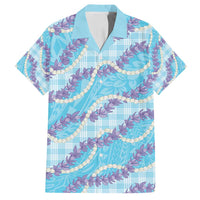 Blue Hawaii Palaka Honohono Pikake Family Matching Off Shoulder Maxi Dress and Hawaiian Shirt Hawaiian Orchid Lei Polynesian Pattern LT14 Dad's Shirt - Short Sleeve Blue - Polynesian Pride