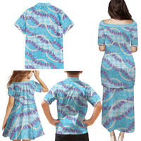 Blue Hawaii Palaka Honohono Pikake Family Matching Puletasi and Hawaiian Shirt Hawaiian Orchid Lei Polynesian Pattern LT14 - Polynesian Pride