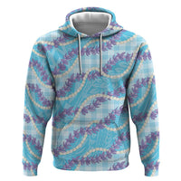 Blue Hawaii Palaka Honohono Pikake Hoodie Hawaiian Orchid Lei Polynesian Pattern - Polynesian Pride
