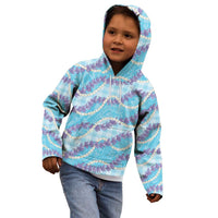Blue Hawaii Palaka Honohono Pikake Kid Hoodie Hawaiian Orchid Lei Polynesian Pattern - Polynesian Pride