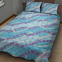 Blue Hawaii Palaka Honohono Pikake Quilt Bed Set Hawaiian Orchid Lei Polynesian Pattern - Polynesian Pride