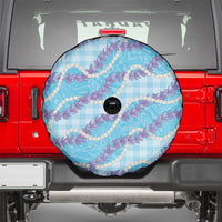 Blue Hawaii Palaka Honohono Pikake Spare Tire Cover Hawaiian Orchid Lei Polynesian Pattern - Polynesian Pride