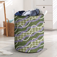 Green Hawaii Palaka Honohono Pikake Laundry Basket Hawaiian Orchid Lei Polynesian Pattern - Polynesian Pride