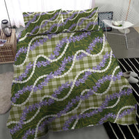 Green Hawaii Palaka Honohono Pikake Bedding Set Hawaiian Orchid Lei Polynesian Pattern - Polynesian Pride