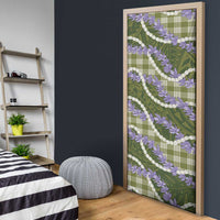 Green Hawaii Palaka Honohono Pikake Door Cover Hawaiian Orchid Lei Polynesian Pattern - Polynesian Pride