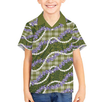 Green Hawaii Palaka Honohono Pikake Family Matching Long Sleeve Bodycon Dress and Hawaiian Shirt Hawaiian Orchid Lei Polynesian Pattern LT14 - Polynesian Pride