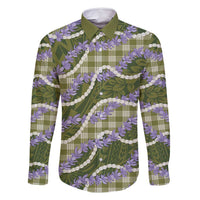 Green Hawaii Palaka Honohono Pikake Family Matching Mermaid Dress and Hawaiian Shirt Hawaiian Orchid Lei Polynesian Pattern LT14 Dad's Shirt - Long Sleeve Green - Polynesian Pride