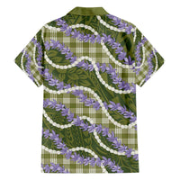 Green Hawaii Palaka Honohono Pikake Family Matching Off The Shoulder Long Sleeve Dress and Hawaiian Shirt Hawaiian Orchid Lei Polynesian Pattern LT14 - Polynesian Pride