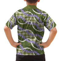 Green Hawaii Palaka Honohono Pikake Family Matching Off Shoulder Maxi Dress and Hawaiian Shirt Hawaiian Orchid Lei Polynesian Pattern LT14 - Polynesian Pride