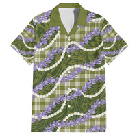 Green Hawaii Palaka Honohono Pikake Family Matching Off Shoulder Short Dress and Hawaiian Shirt Hawaiian Orchid Lei Polynesian Pattern LT14 Dad's Shirt - Short Sleeve Green - Polynesian Pride