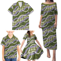 Green Hawaii Palaka Honohono Pikake Family Matching Puletasi and Hawaiian Shirt Hawaiian Orchid Lei Polynesian Pattern LT14 - Polynesian Pride