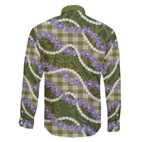 Green Hawaii Palaka Honohono Pikake Family Matching Summer Maxi Dress and Hawaiian Shirt Hawaiian Orchid Lei Polynesian Pattern - Polynesian Pride