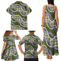 Green Hawaii Palaka Honohono Pikake Family Matching Tank Maxi Dress and Hawaiian Shirt Hawaiian Orchid Lei Polynesian Pattern LT14 - Polynesian Pride