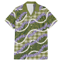 Green Hawaii Palaka Honohono Pikake Family Matching Tank Maxi Dress and Hawaiian Shirt Hawaiian Orchid Lei Polynesian Pattern LT14 Dad's Shirt - Short Sleeve Green - Polynesian Pride