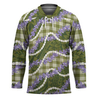 Green Hawaii Palaka Honohono Pikake Hockey Jersey Hawaiian Orchid Lei Polynesian Pattern - Polynesian Pride