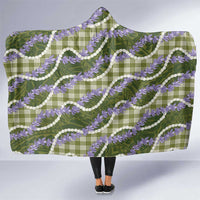 Green Hawaii Palaka Honohono Pikake Hooded Blanket Hawaiian Orchid Lei Polynesian Pattern - Polynesian Pride