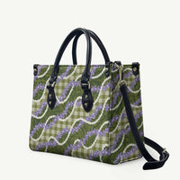 Green Hawaii Palaka Honohono Pikake Leather Bag Hawaiian Orchid Lei Polynesian Pattern - Polynesian Pride