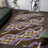 Brown Hawaii Palaka Honohono Pikake Area Rug Hawaiian Orchid Lei Polynesian Pattern - Polynesian Pride