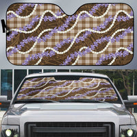 Brown Hawaii Palaka Honohono Pikake Auto Sun Shade Hawaiian Orchid Lei Polynesian Pattern - Polynesian Pride