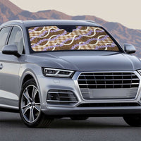 Brown Hawaii Palaka Honohono Pikake Auto Sun Shade Hawaiian Orchid Lei Polynesian Pattern - Polynesian Pride