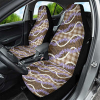 Brown Hawaii Palaka Honohono Pikake Car Seat Cover Hawaiian Orchid Lei Polynesian Pattern - Polynesian Pride