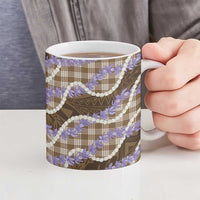 Brown Hawaii Palaka Honohono Pikake Ceramic Mug Hawaiian Orchid Lei Polynesian Pattern - Polynesian Pride
