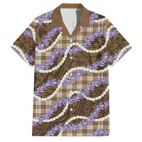 Brown Hawaii Palaka Honohono Pikake Family Matching Long Sleeve Bodycon Dress and Hawaiian Shirt Hawaiian Orchid Lei Polynesian Pattern LT14 Dad's Shirt - Short Sleeve Brown - Polynesian Pride