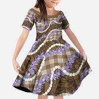 Brown Hawaii Palaka Honohono Pikake Family Matching Mermaid Dress and Hawaiian Shirt Hawaiian Orchid Lei Polynesian Pattern LT14 Daughter's Dress Brown - Polynesian Pride