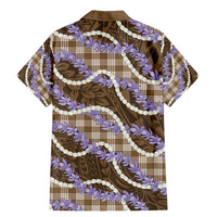 Brown Hawaii Palaka Honohono Pikake Family Matching Mermaid Dress and Hawaiian Shirt Hawaiian Orchid Lei Polynesian Pattern - Polynesian Pride