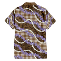 Brown Hawaii Palaka Honohono Pikake Family Matching Off The Shoulder Long Sleeve Dress and Hawaiian Shirt Hawaiian Orchid Lei Polynesian Pattern LT14 - Polynesian Pride