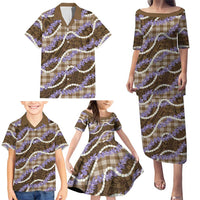 Brown Hawaii Palaka Honohono Pikake Family Matching Puletasi and Hawaiian Shirt Hawaiian Orchid Lei Polynesian Pattern LT14 - Polynesian Pride