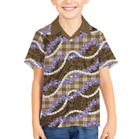 Brown Hawaii Palaka Honohono Pikake Family Matching Puletasi and Hawaiian Shirt Hawaiian Orchid Lei Polynesian Pattern LT14 - Polynesian Pride