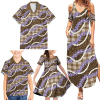 Brown Hawaii Palaka Honohono Pikake Family Matching Summer Maxi Dress and Hawaiian Shirt Hawaiian Orchid Lei Polynesian Pattern LT14 - Polynesian Pride