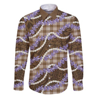 Brown Hawaii Palaka Honohono Pikake Family Matching Tank Maxi Dress and Hawaiian Shirt Hawaiian Orchid Lei Polynesian Pattern - Polynesian Pride